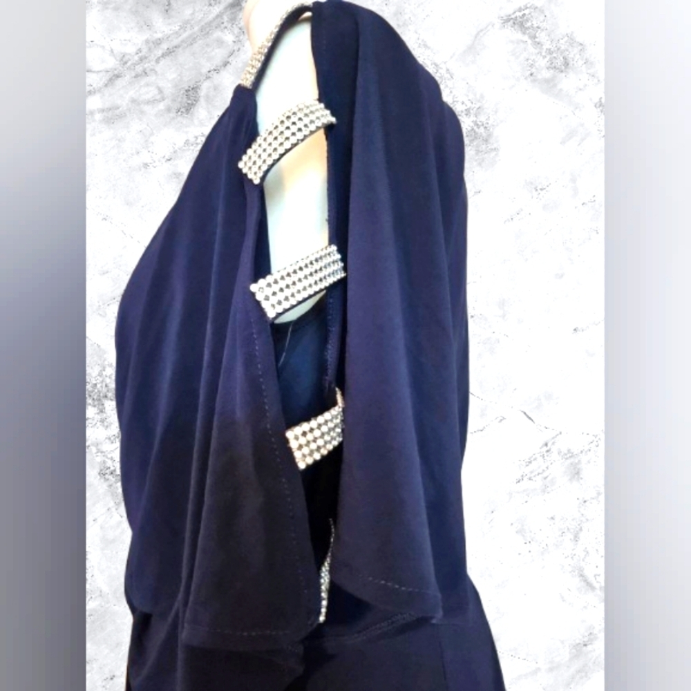 π£ Alex Evenings Long Knot Front DressπMaxi Front Slit Ladder Rhinestone π 10 - Picture 9 of 9